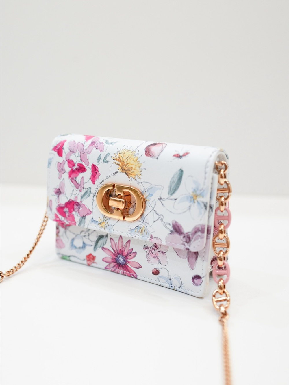 Dior Floral Print Crossbody carcass Bag with Rose Gold Hardware